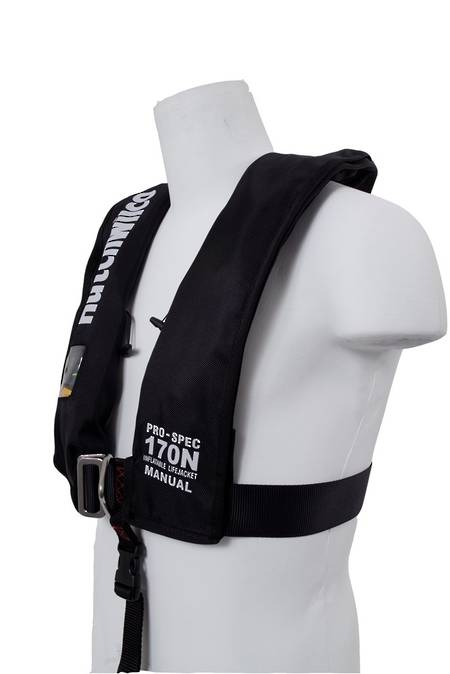 HW Pro-Spec 170N Manual Deck Lifejacket  with Harness – Black